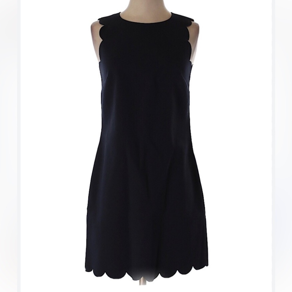 J. Crew Black Scalloped Mini Dress